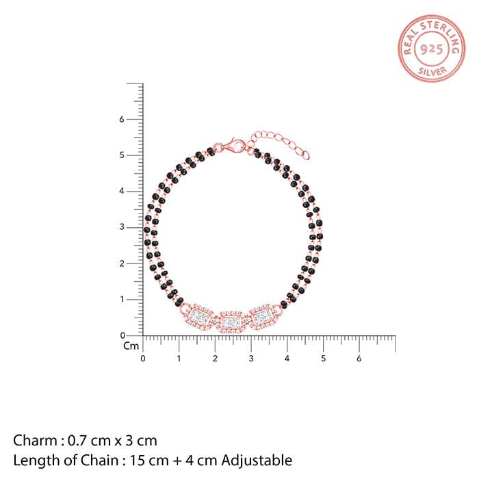 Rose Gold Zircon Radiant Mangalsutra Bracelet : BR0334