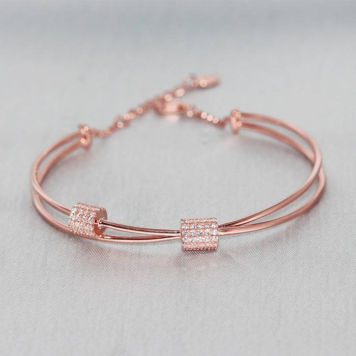 Silver Rose Gold Clover Loop Bracelet : BR033