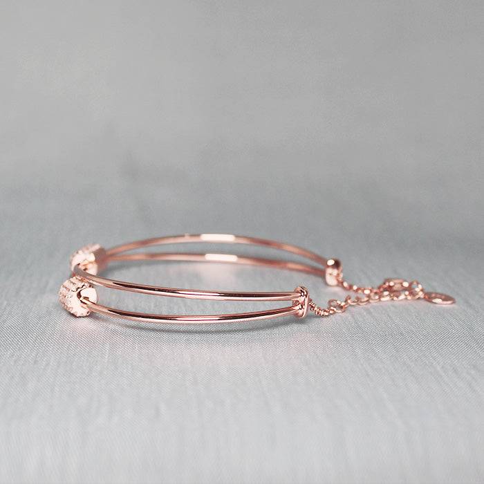 Silver Rose Gold Clover Loop Bracelet : BR033