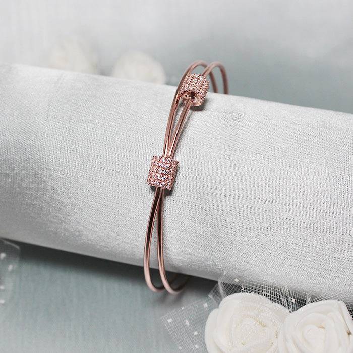 Silver Rose Gold Clover Loop Bracelet : BR033