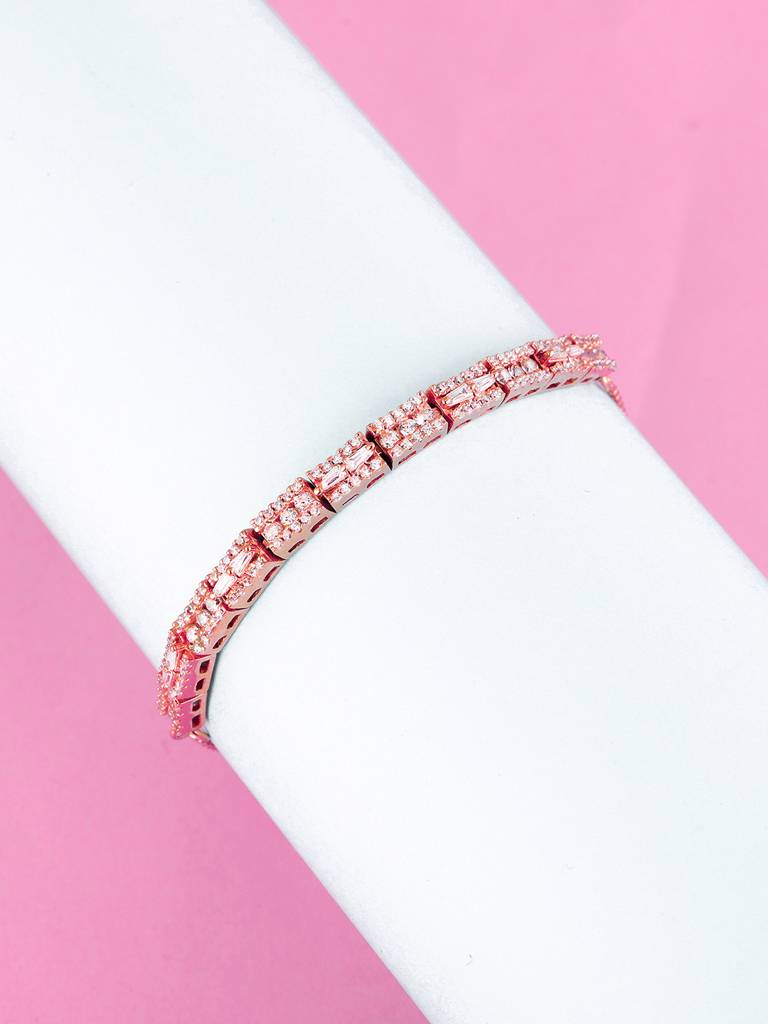 GIVA 925 Sterling Silver Rose Gold Zircon Studded Bracelet