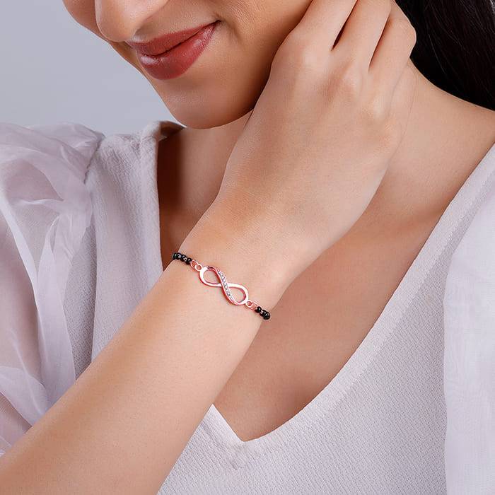 Eternz Certified Jewellery - GIVA Rose Gold Eternity Mangalsutra Bracelet (Adjustable)
