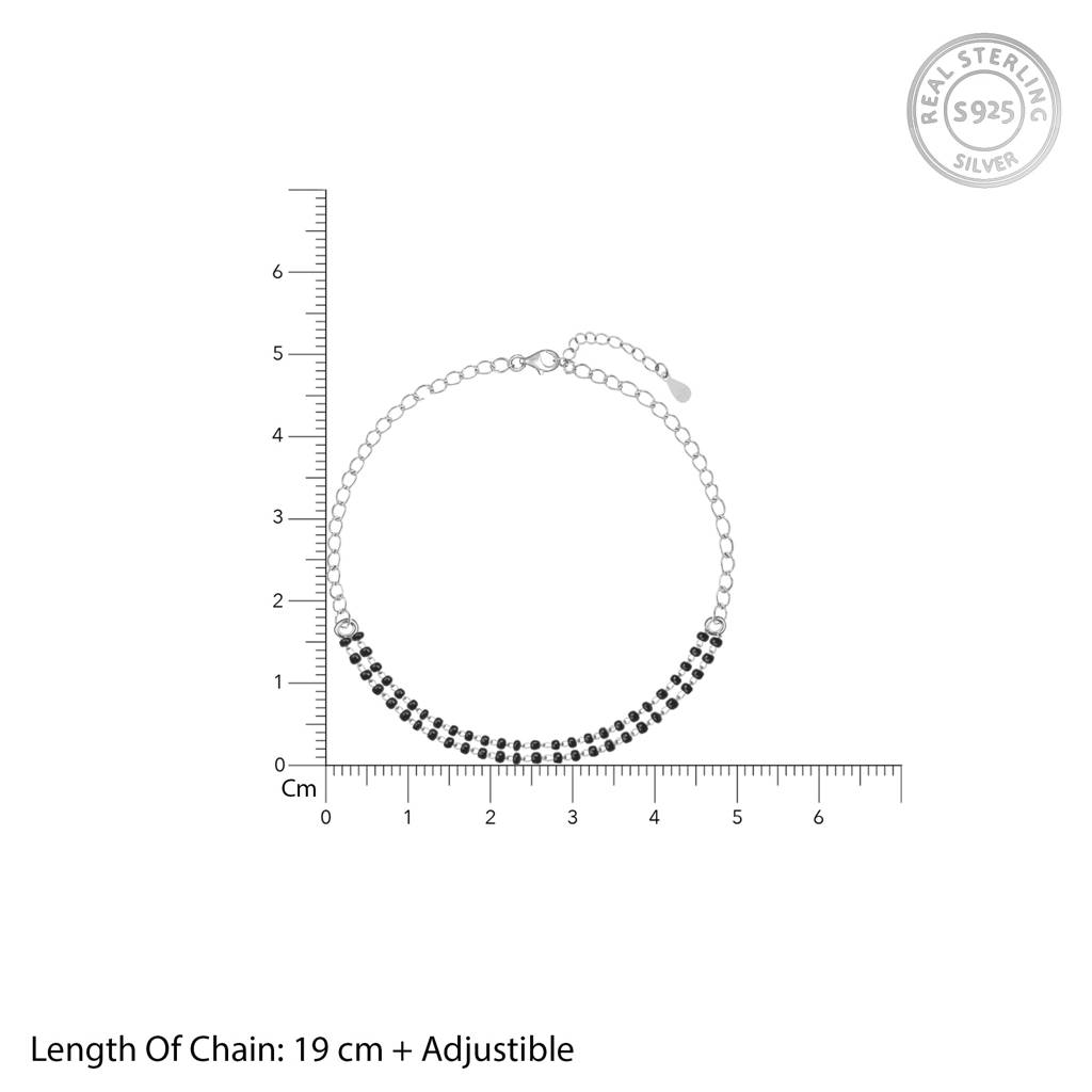 Silver Black Beads Bracelet : BR0469