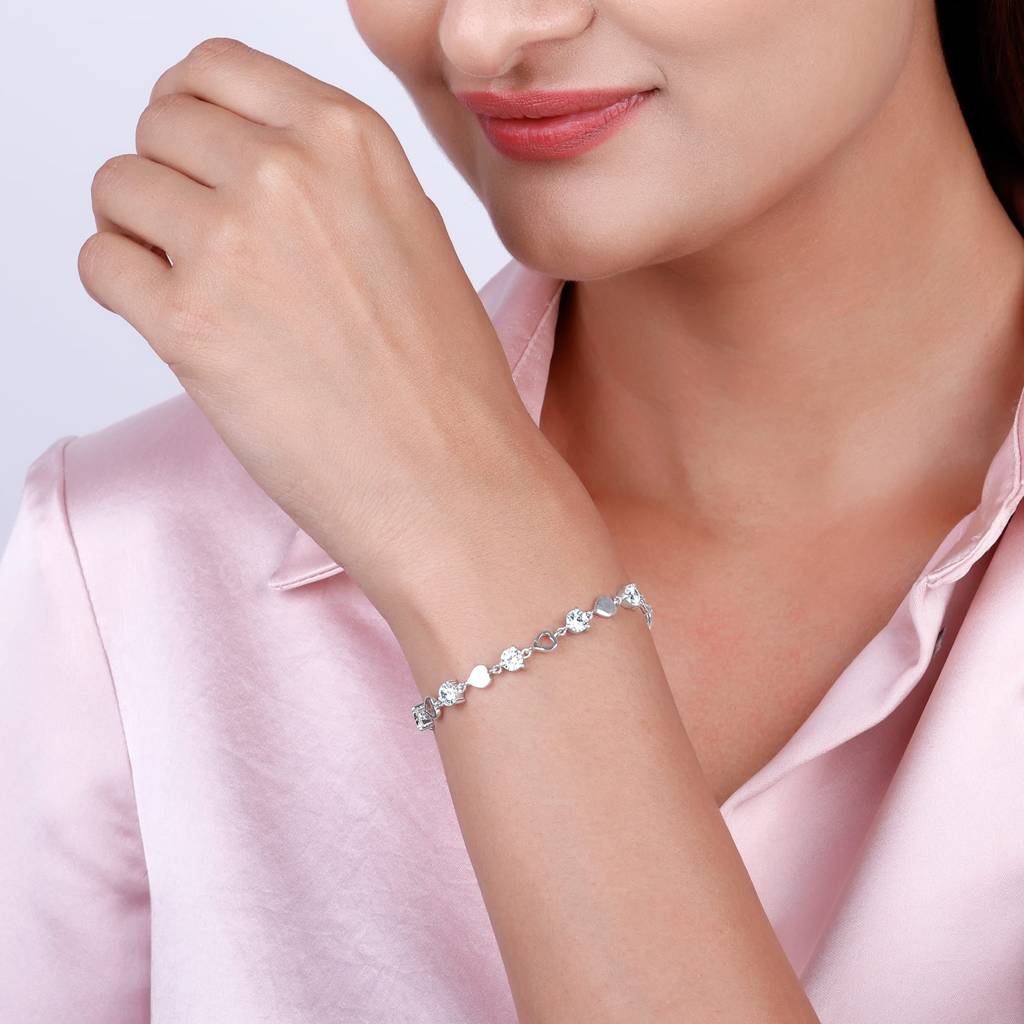 925 Silver Anushka Sharma Silver Heartlock Bracelet : BR046