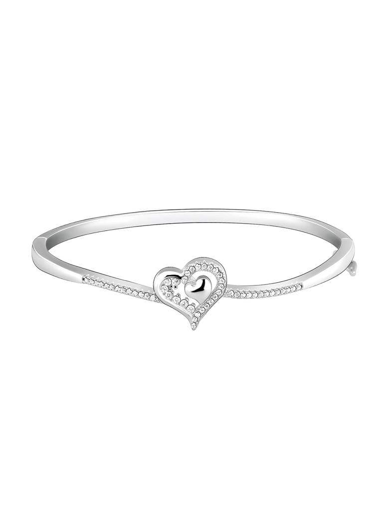 GIVA 925 Sterling Silver Heart in Love Bangle Bracelet