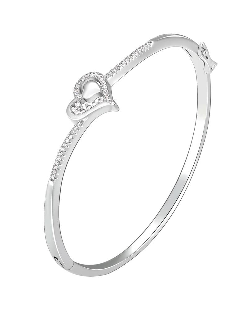 GIVA 925 Sterling Silver Heart in Love Bangle Bracelet