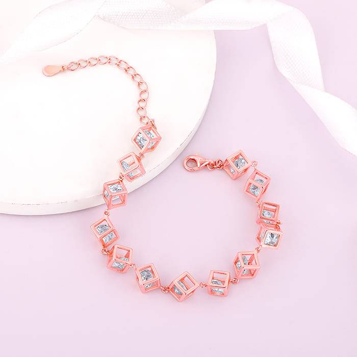 Giva 925 Silver Rose Gold Cubic Crystal Set Of Two| Gifts For Women And Girls | With Certi : BR047ER02522