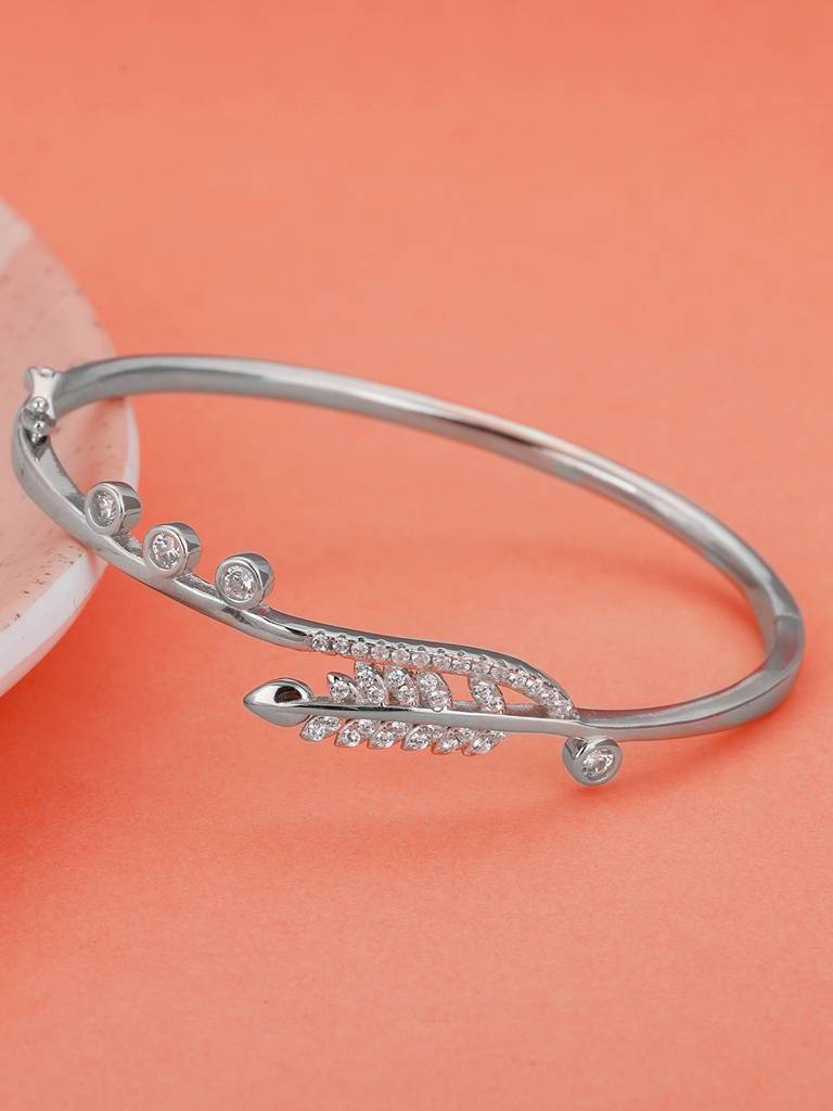 GIVA 925 Sterling Silver Shiny Leaf Bracelet