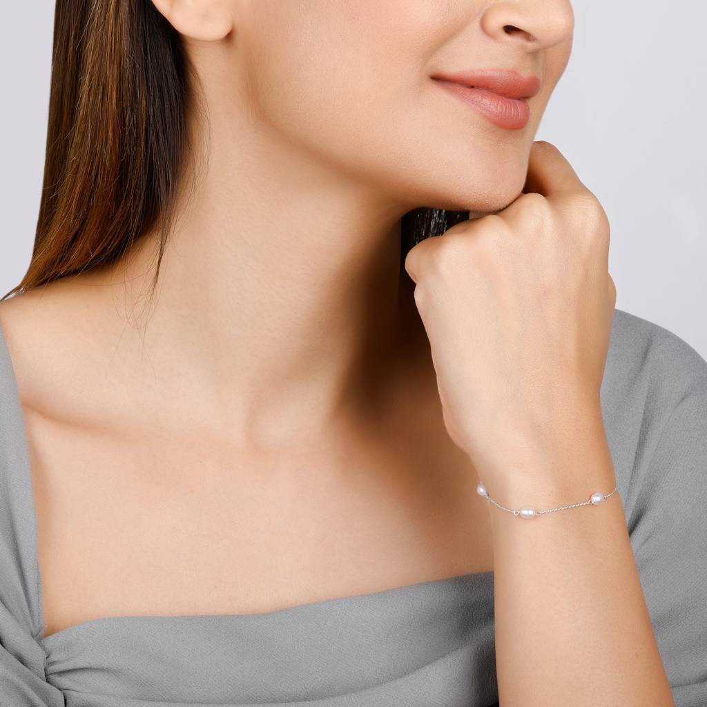 Silver Iridescent Pearl Bracelet : BR0530