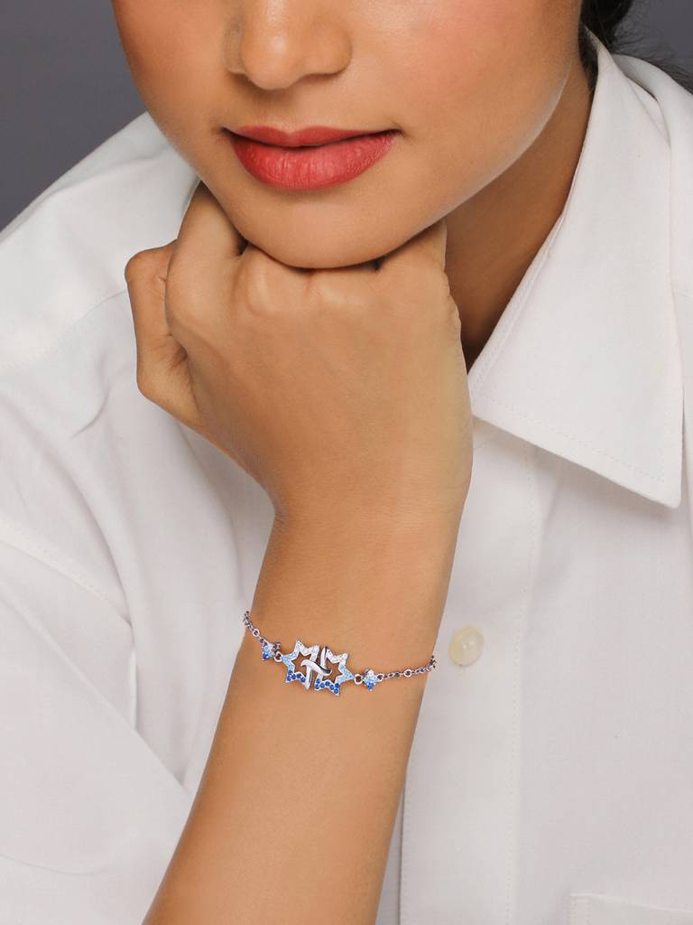 GIVA 925 Sterling Silver Interlocked Maple Bracelet