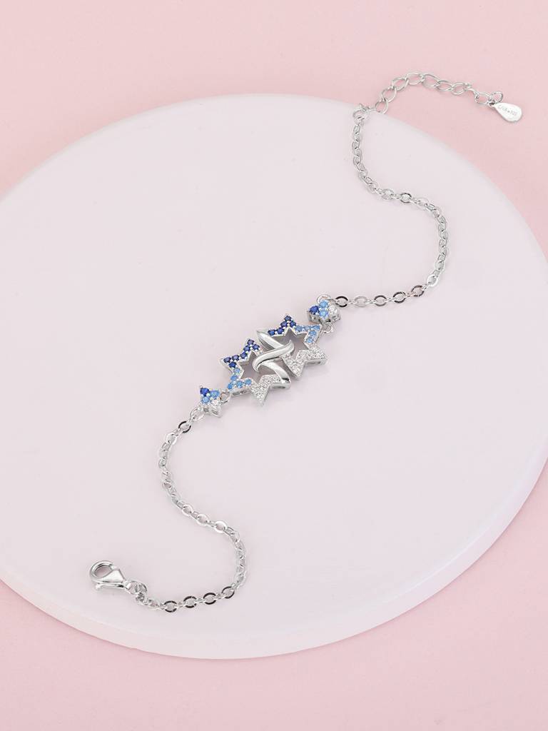 GIVA 925 Sterling Silver Interlocked Maple Bracelet