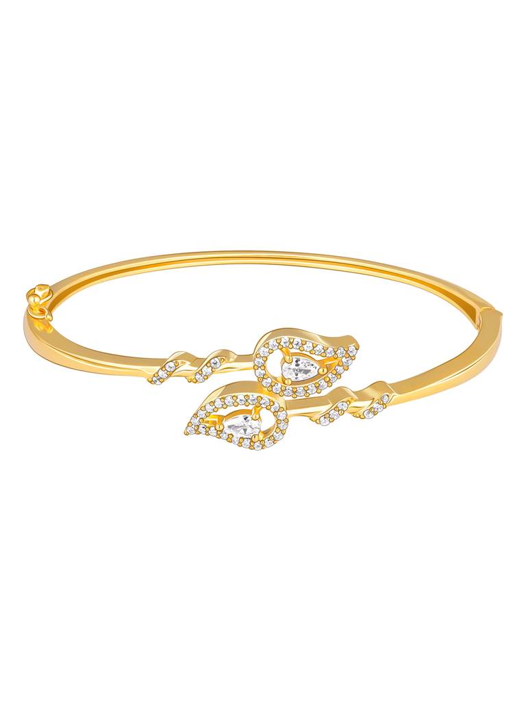 GIVA 925 Sterling Silver Golden Zircon Sparkly Leaf Bracelet