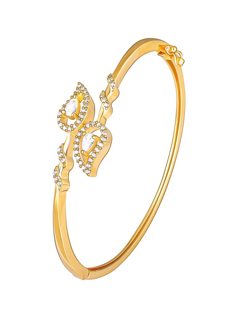 GIVA 925 Sterling Silver Golden Zircon Sparkly Leaf Bracelet