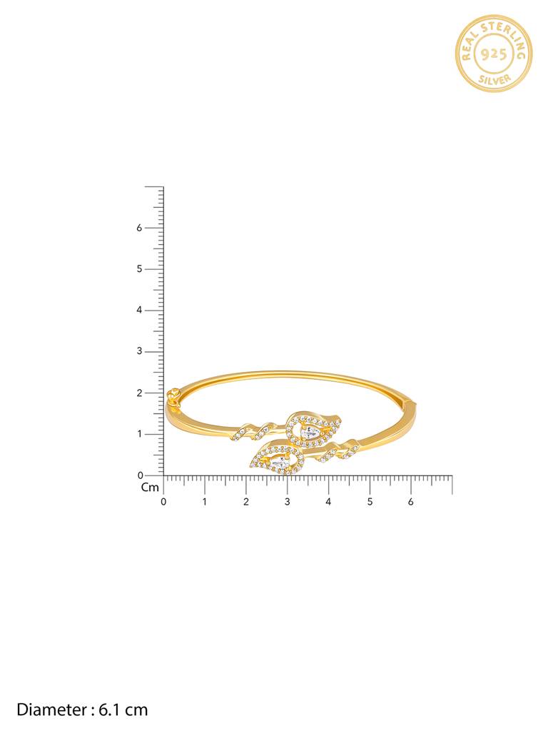 GIVA 925 Sterling Silver Golden Zircon Sparkly Leaf Bracelet