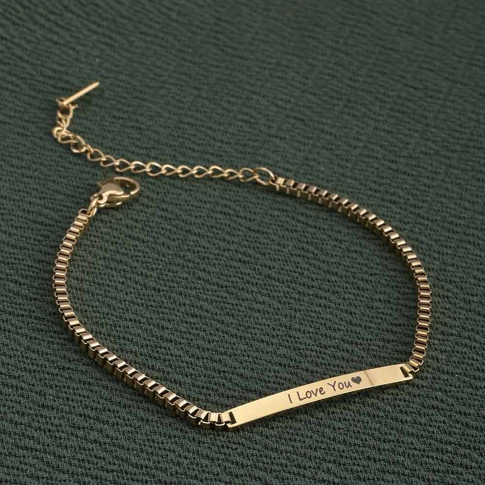 I Love You Small Bar Box Chain Bracelet : BR058-S