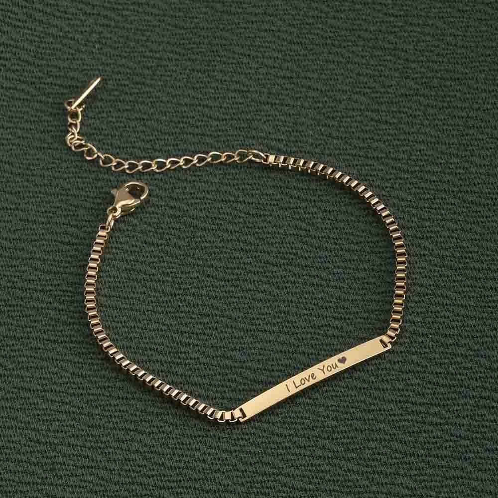 I Love You Small Bar Box Chain Bracelet : BR058-S