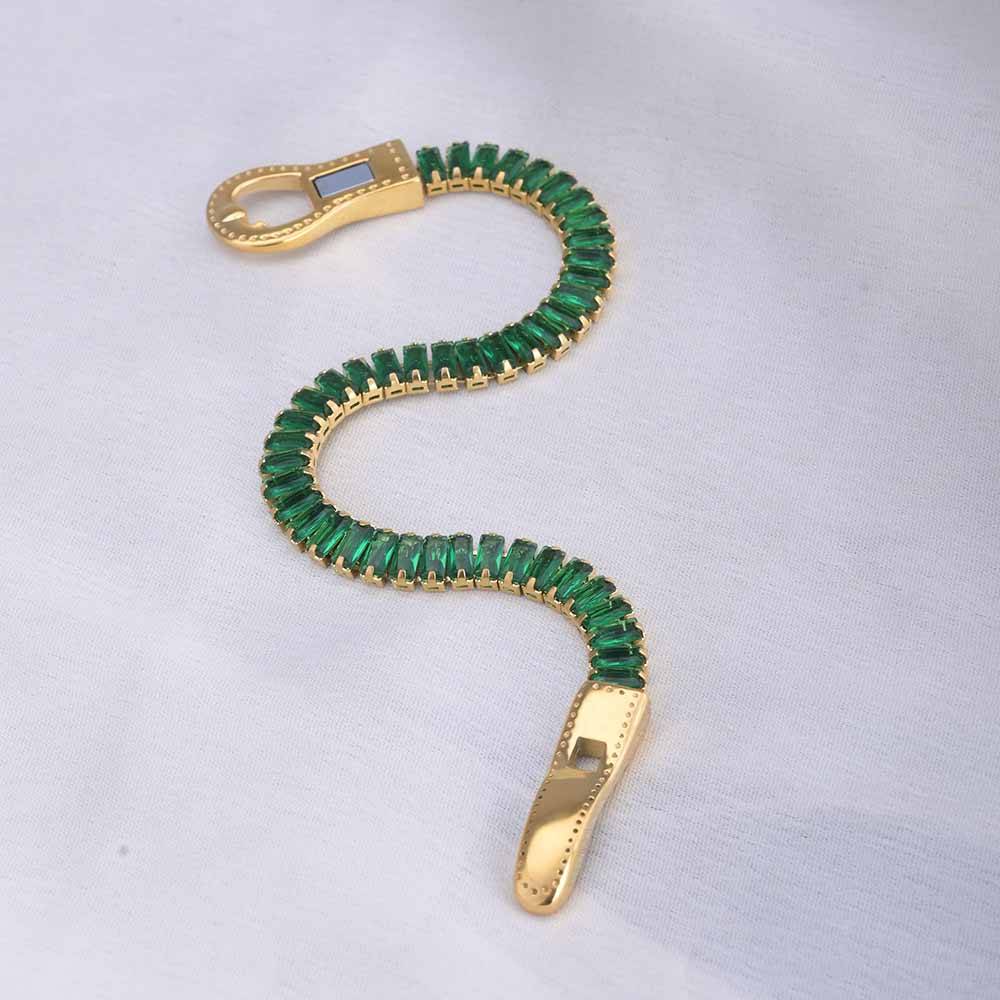 Green Baguette Tennis Bracelet : BR060