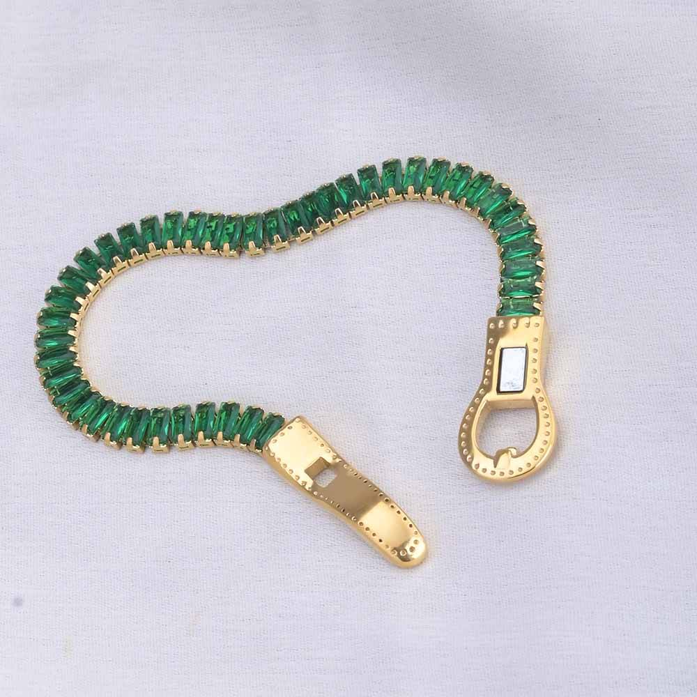 Green Baguette Tennis Bracelet : BR060