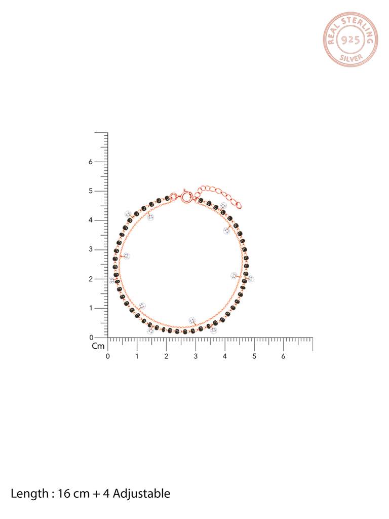 GIVA 925 Sterling Silver Rose Gold Dazzling Zircons Layered Mangalsutra Bracelet
