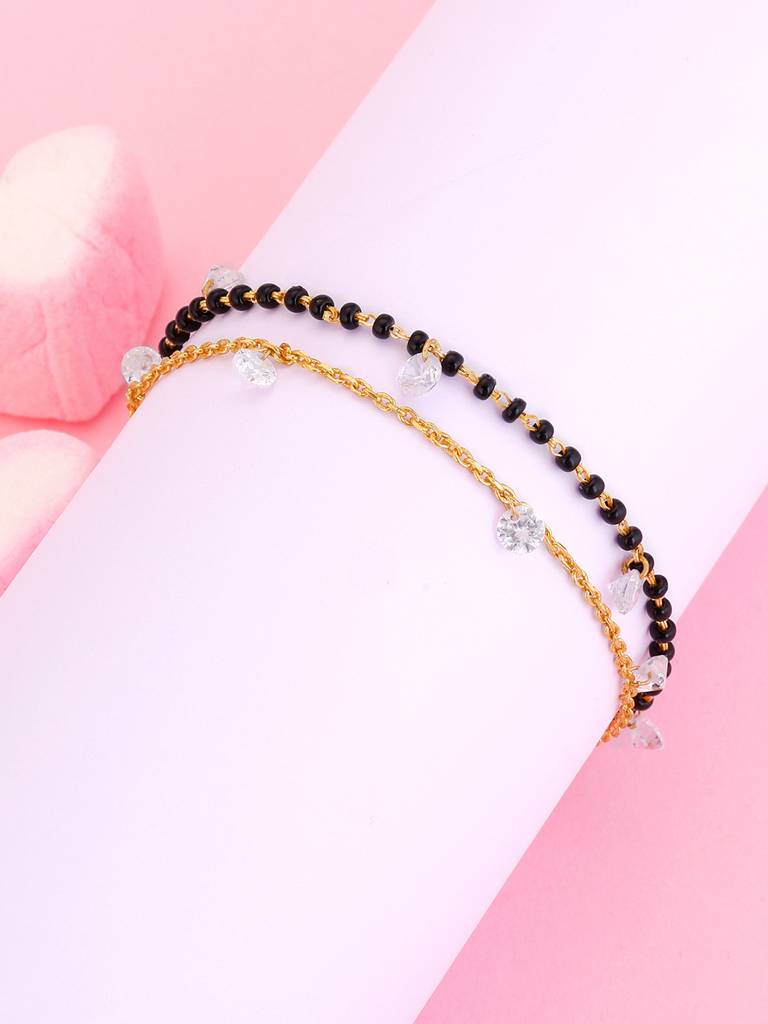 GIVA 925 Sterling Silver Golden Divine Dazzle Mangalsutra Bracelet