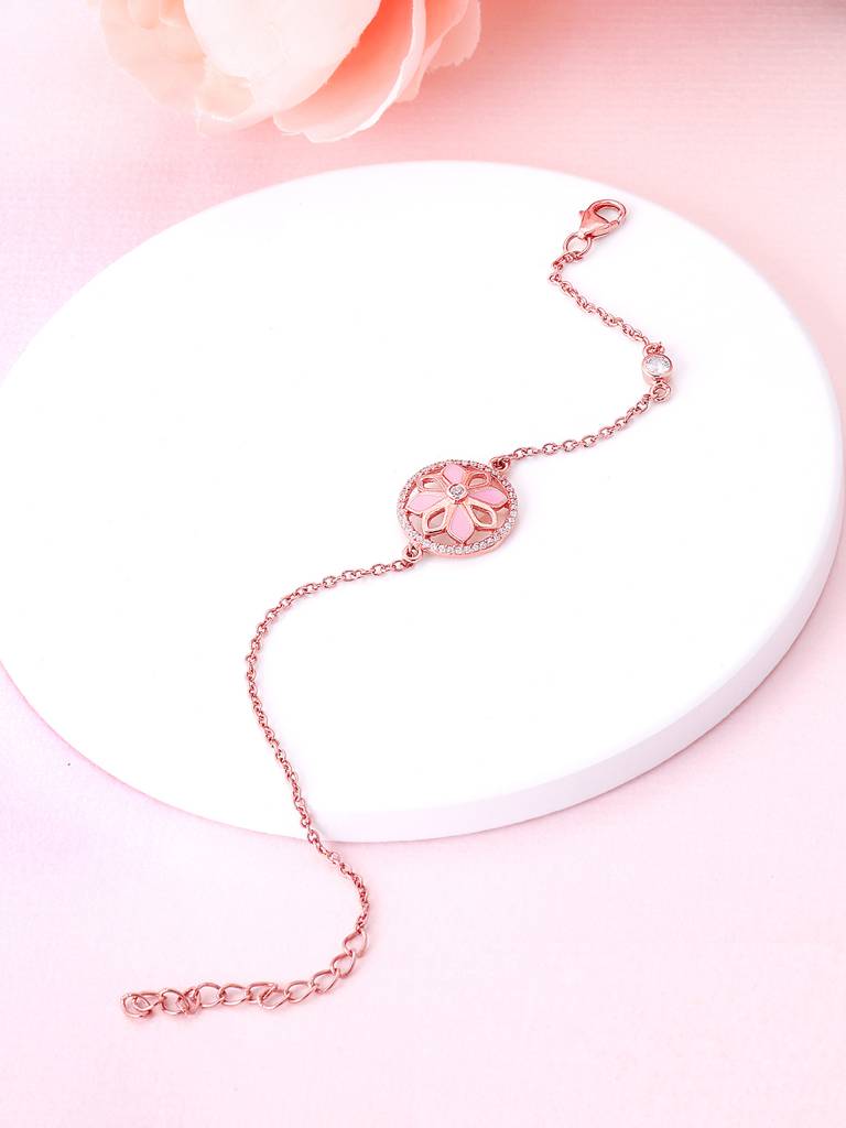 GIVA 925 Sterling Silver Rose Gold Vinca Bracelet