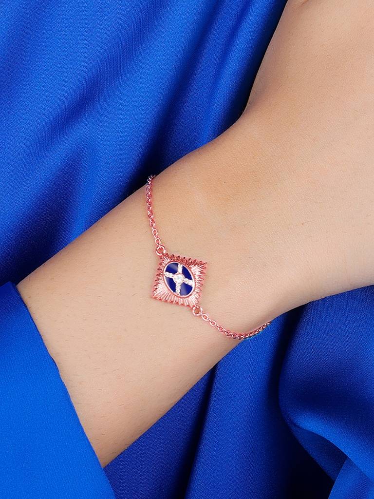 GIVA 925 Sterling Silver Rose Gold Royal Badge Bracelet