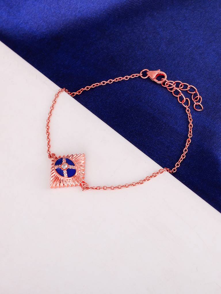 GIVA 925 Sterling Silver Rose Gold Royal Badge Bracelet