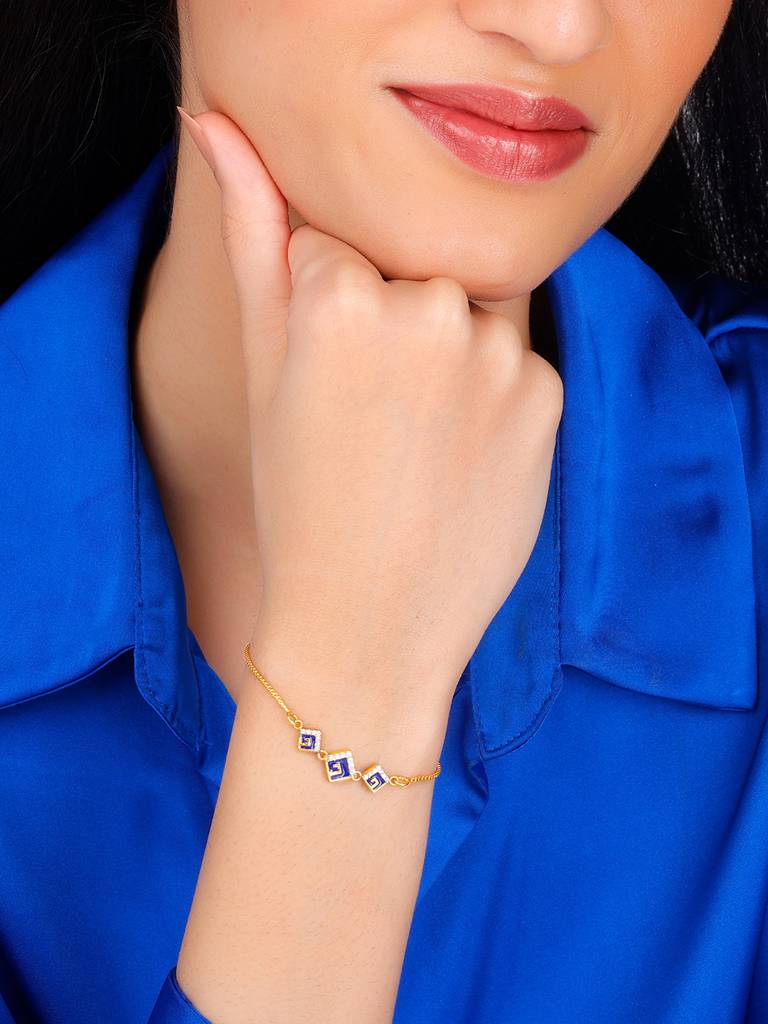 GIVA 925 Sterling Silver Golden Royal Decor Bracelet