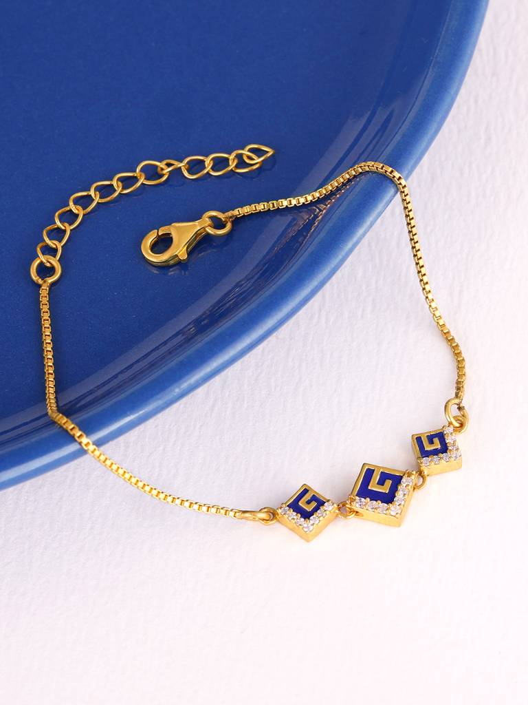 GIVA 925 Sterling Silver Golden Royal Decor Bracelet