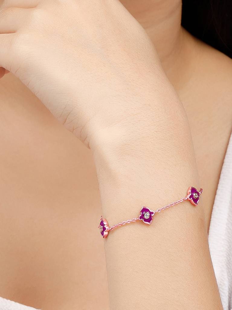 GIVA 925 Sterling Silver Rose Gold Hawa Mahal Bracelet