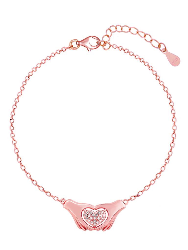 GIVA 925 Sterling Silver Rose Gold Cuffed In Love Bracelet