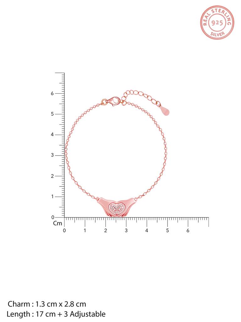 GIVA 925 Sterling Silver Rose Gold Cuffed In Love Bracelet