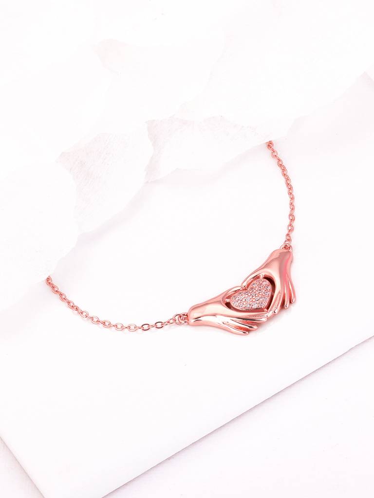 GIVA 925 Sterling Silver Rose Gold Cuffed In Love Bracelet