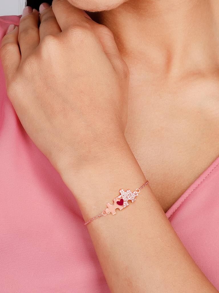 GIVA 925 Sterling Silver Rose Gold You Complete Me Bracelet