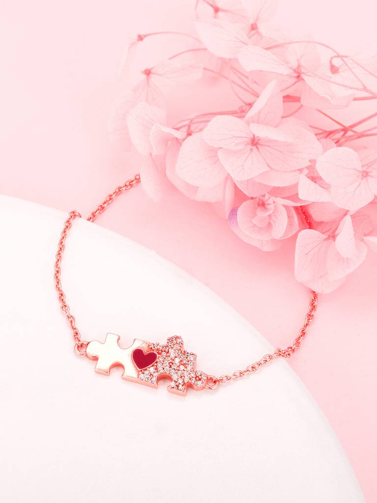 GIVA 925 Sterling Silver Rose Gold You Complete Me Bracelet