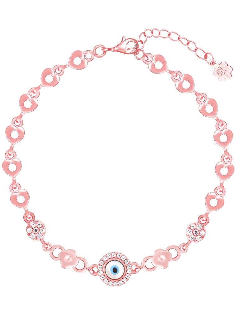 GIVA 925 Sterling Silver Rose Gold Zircon Evil Eye Bling Bracelet