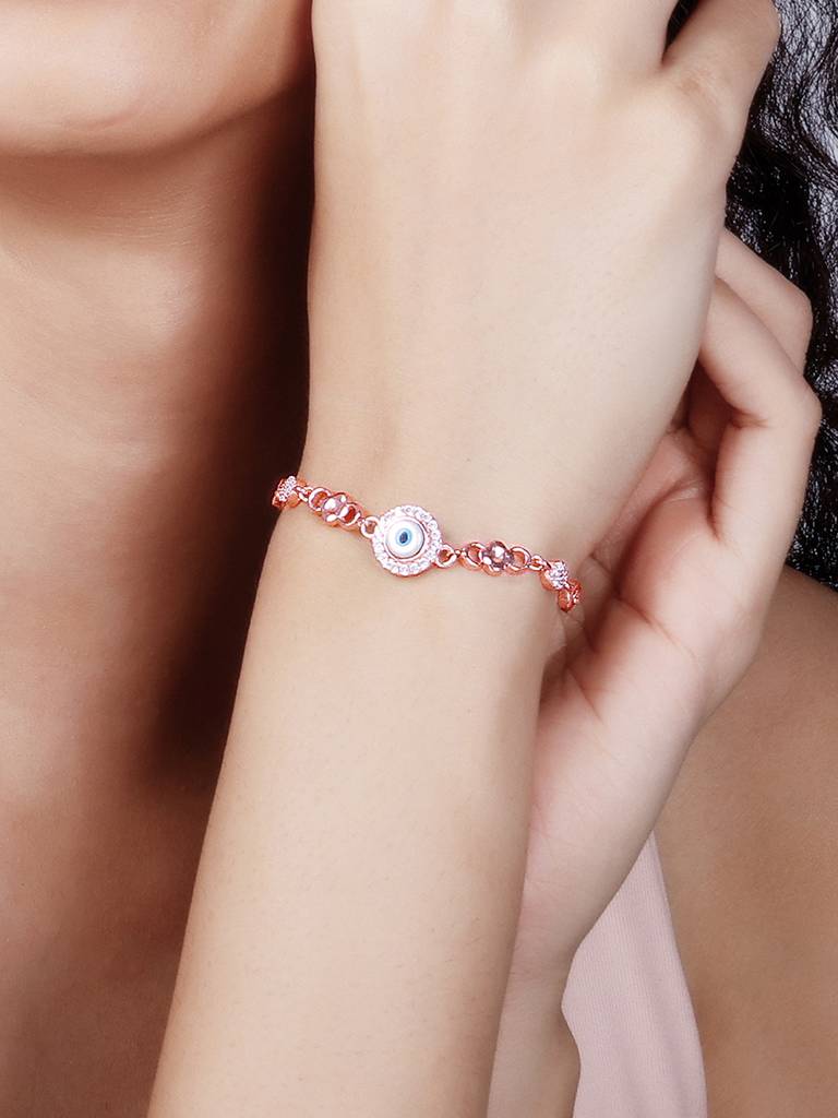 GIVA 925 Sterling Silver Rose Gold Zircon Evil Eye Bling Bracelet