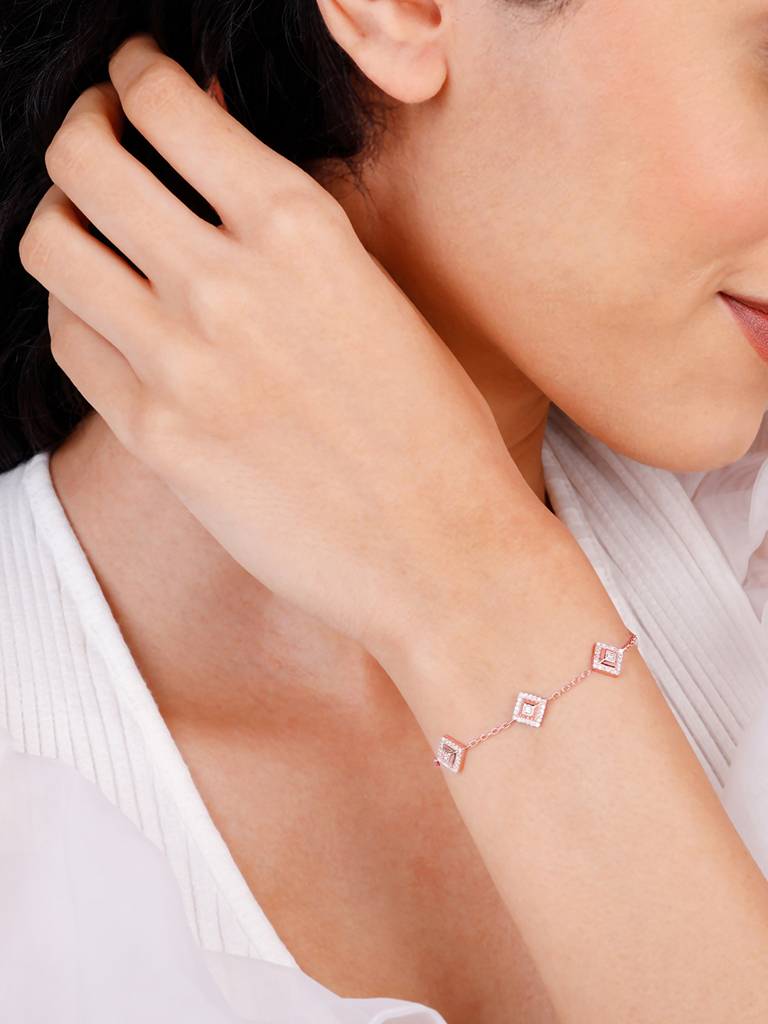 Giva 925 Sterling Silver Rose Gold Drop Dead Gorgeous Signature Bracelet