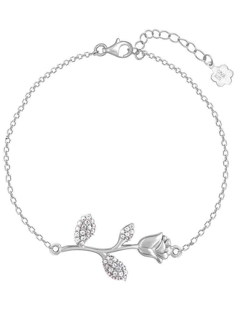 GIVA 925 Sterling Silver Zircon Studded Rose Bracelet
