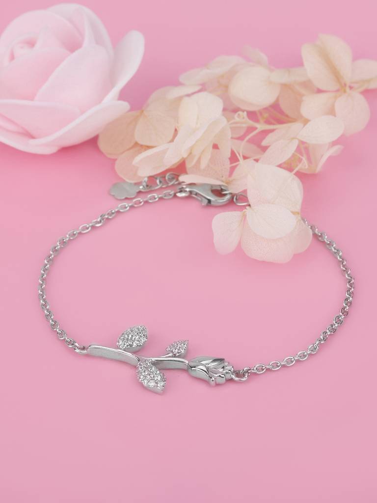 GIVA 925 Sterling Silver Zircon Studded Rose Bracelet