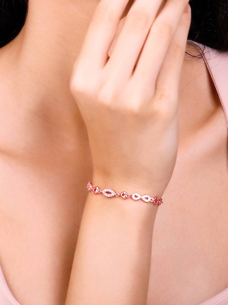 GIVA 925 Sterling Silver Rose Gold Enchanted Evil Eye Bracelet