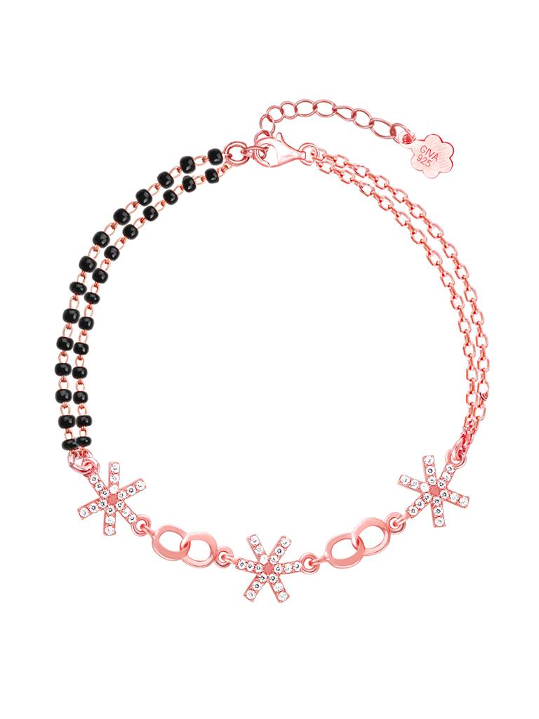 GIVA 925 Sterling Silver Rose Gold Divine Connect Mangalsutra Bracelet