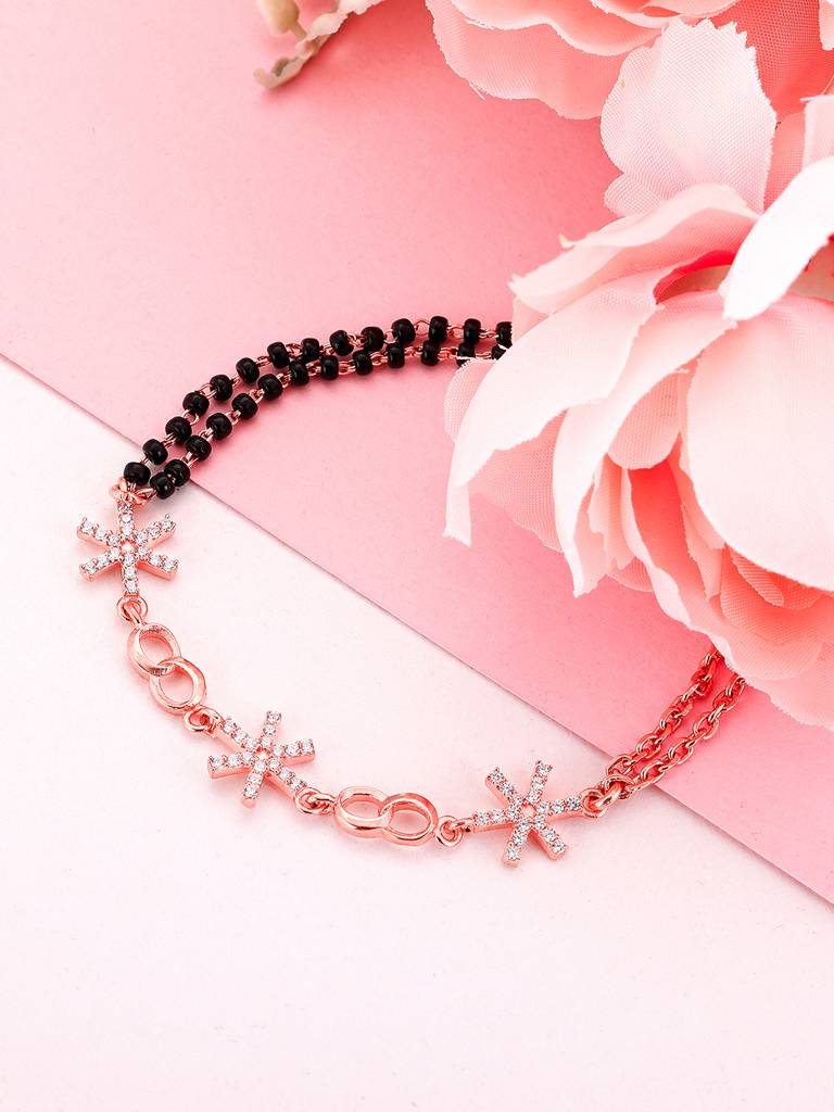 GIVA 925 Sterling Silver Rose Gold Divine Connect Mangalsutra Bracelet
