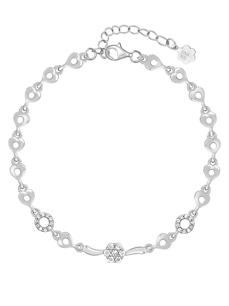 GIVA 925 Sterling Silver Floral Heart Story Bracelet