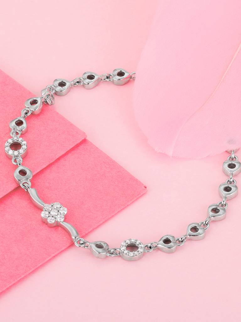 GIVA 925 Sterling Silver Floral Heart Story Bracelet