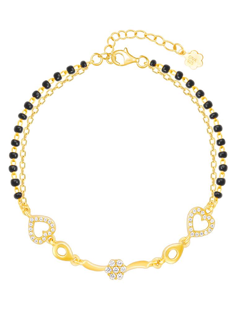 GIVA 925 Sterling Silver Golden You Have My Heart Mangalsutra Bracelet