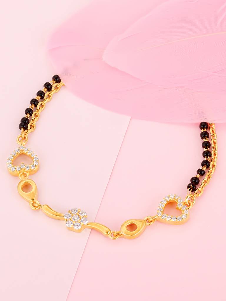 GIVA 925 Sterling Silver Golden You Have My Heart Mangalsutra Bracelet