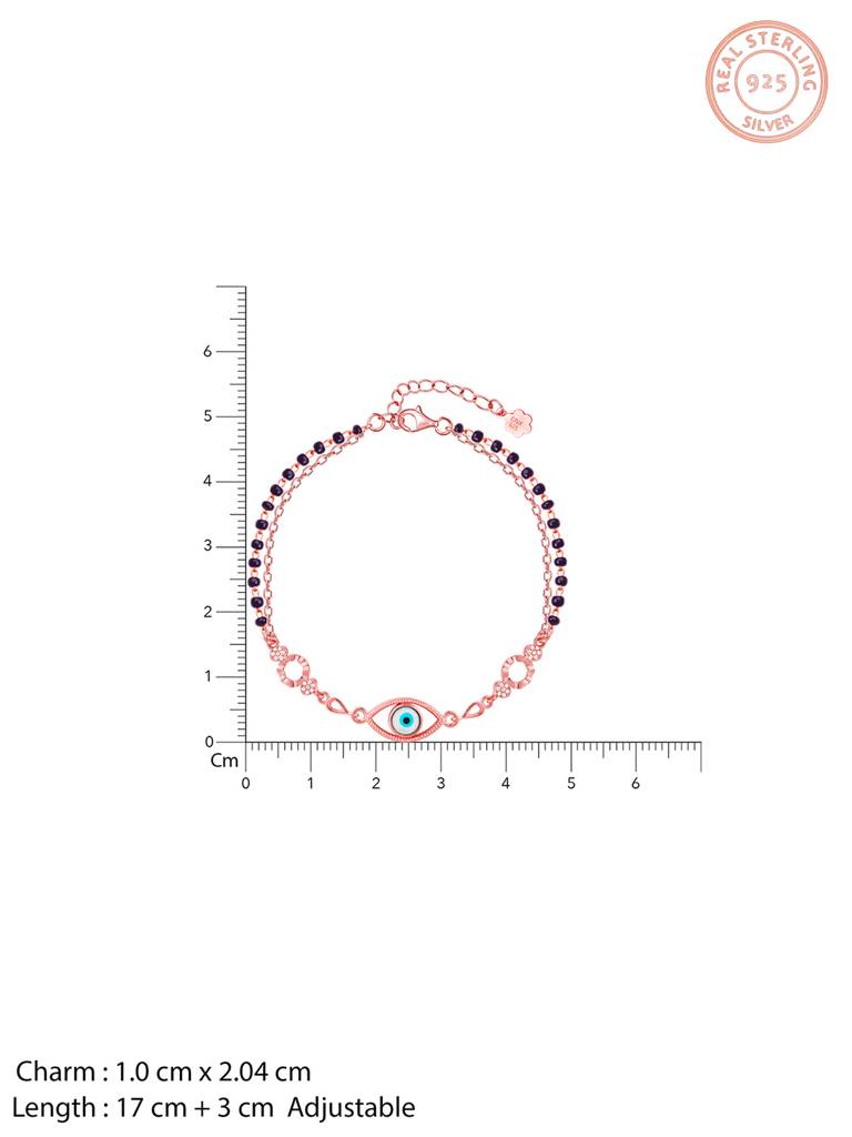 GIVA 925 Sterling Silver Rose Gold Evil Eye Mangalsutra Bracelet