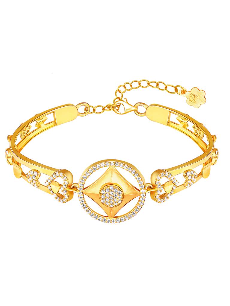 GIVA 925 Sterling Silver Anushka Sharma Golden Hearts and Sparkles Bracelet