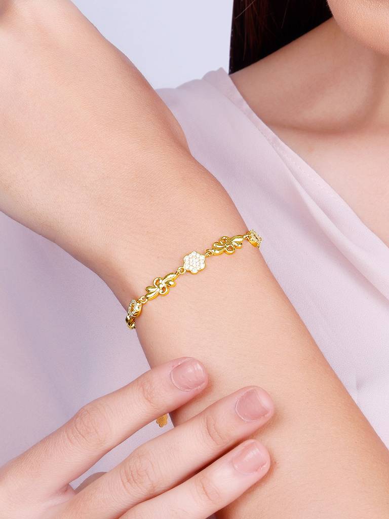 GIVA 925 Sterling Silver Golden Gleaming Beauty Bracelet